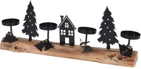 Świecznik na 4 tealighty ze scenką zimową