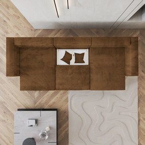 Masseno Narożnik SARMO z funkcją spania i pojemnikiem na pościel Narozniki U, Rozkładana sofa - Miedziany, TILIA 56