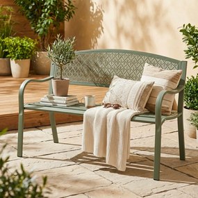 Metalowa ławka ogrodowa w kolorze khaki Lizette – Bizzotto