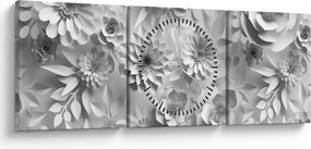 Obraz - Białe kwiaty (z zegarem) (90x30 cm)