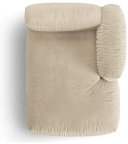 Beżowy aksamitny moduł sofy (prawostronny) Martina – Micadoni