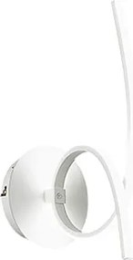 Nowoczesny kinkiet LED Tosca w kolorze satynowego białego aluminium, 15 W, 840 lm, ciepłe światło, 3000 K, dyfuzor opalowy, IP20, zakrzywiony kształt