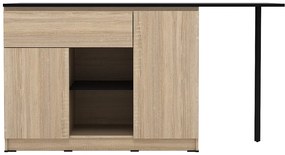 Wyspa kuchenna 2-drzwiowa z 1 szufladą i 2 wnękami - Naturalny i czarny - TUNORI