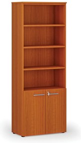 Szafa biurowa kombinowana PRIMA WOOD, drzwi na 2 poziomach, 800 x 420 x 2128 mm, wiśnia