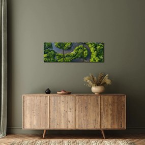 Obraz - Krajobraz leśny z rzeką (z zegarem) (90x30 cm)