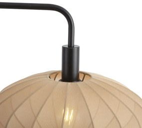 Lampa podłogowa Japandi czarna z brązowym materiałowym abażurem - BidaJapandi Oswietlenie wewnetrzne