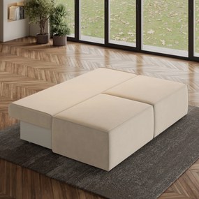 Masseno Narożnik VARNA z funkcją spania i pojemnikiem na pościel Narozniki L, Rozkładana sofa - Kremowy, MONOLITH 04