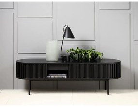 Czarna szafka pod TV w dekorze dębu 48x160 cm Siena – Unique Furniture
