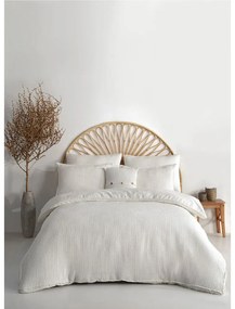 Biała pościel jednoosobowa z bawełny renforcé 140x200 cm Waffle Striped – Mila Home Luxury