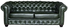 Komplet wypoczynkowy typu chesterfield 3+2 BRENTON 100% skóry bawolej - Kolor: zieleń cesarska