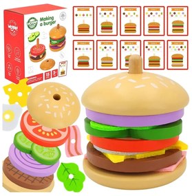 Woopie green drewniany burger restauracja układanka dla dzieci 15 el. certyfikat fsc