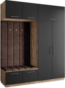 Masseno Garderoba REMA 200/240/60 cm Nowoczesna Szafa do Przedpokoju Dąb lefkas, MONOLITH 29 (Brązowy)