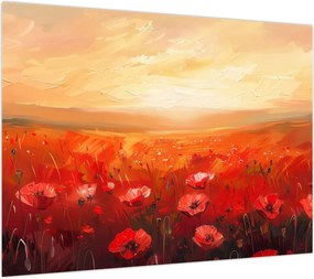 Obraz na szkle - Pole maków (70x50 cm)