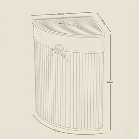 Narożny kosz na pranie ARCO, bambus, 60 l