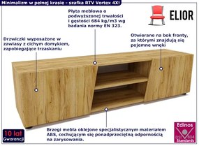 Nowoczesna szafka RTV na nóżkach dąb craft - Vortex 4X