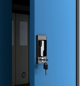 Szafa gospodarcza zamykana DAWID 900 x 1850 x 450 mm, antracytowo-niebieska
