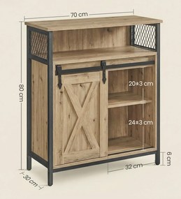 Komoda w stylu loft z drzwiami przesuwnymi dab artisan - Frotto