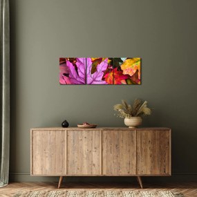 Obraz - jesienne liście (z zegarem) (90x30 cm)