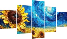 Obraz - Malowanie słoneczników (125x70 cm)