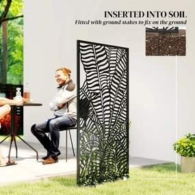 Outsunny Parawan 65 x 130 cm Wolnostojący Wiszący, Dekoracyjna Osłona z Metalu, Czarny | Aosom PL