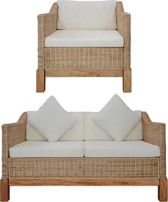 2-częściowy zestaw wypoczynkowy, sofa i fotel, naturalny rattan D1-Z04