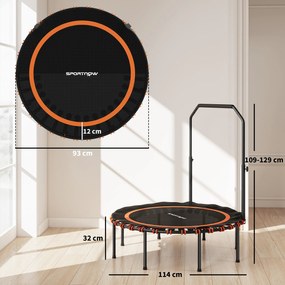 SPORTNOW Trampolina fitness z regulowanym uchwytem, Trampolina sportowa do użytku wewnątrz i na zewnątrz, Stal, Tworzywo sztuczne, Pomarańczowy