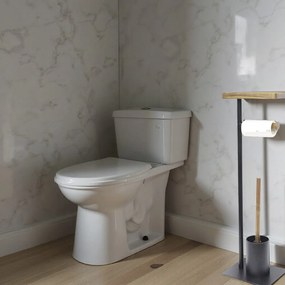 Metalowy stojak na papier toaletowy 3w1 z szczotką i półką