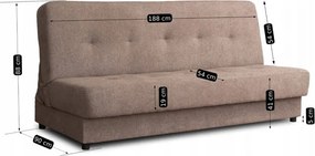 Sofa z Funkcją Spania ARUBA Wersalka Rozkładana Dwuosobowa Brązowa Nowoczesna do Salonu