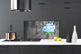 Panel Szklany Artystyczna Iluzja Pękniętej Ściany