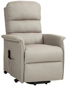 HOMCOM Fotel relax z elektryczną pomocą wstania, regulowalne oparcie/podnóżek, do 120 kg, 66 x 90 x 96 cm, Kolor beżowy