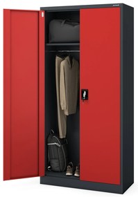 Szafa gospodarcza zamykana DAWID 900 x 1850 x 450 mm, antracytowo-czerwona