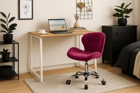 Zestaw do biura – składany stół ZARIMO 80×40 cm biały + krzesło biurowe AVOLA VELVET bordowe