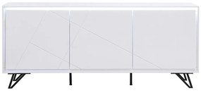 Komoda 3-drzwiowa z oświetleniem LED z MDF-u – Biały lakierowany – SALIANO