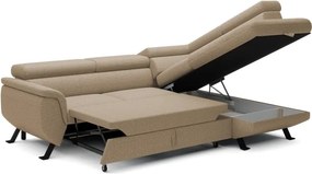 Narożnik RAVEN L Prawostronny wolnostojący z funkcją spania tkanina ARAGON 14 Cappucino WERSAL