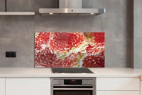 Szkło do Kuchni na Ścianę Truskawki w Kroplach Wody