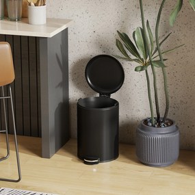 HOMCOM 20 l kosz kuchenny, metal odporny na odciski palców, pokrywa Soft-Close, pedał nożny i wyjmowany kubeł, czarny | Aosom PL