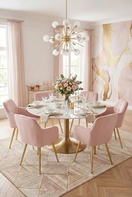 Zestaw 4 różowych krzeseł welurowych glamour C7-N22