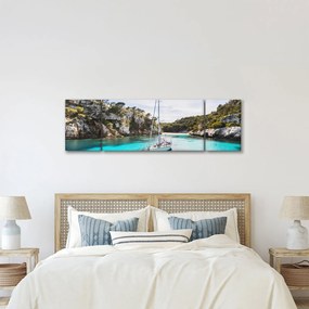 Obraz - Plaża z żaglówką (170x50 cm)