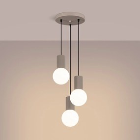 Lampa wisząca HALO 3P taupe ryflowana SOLLUX  LIGHTING