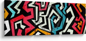 Obraz abstrakcji graficznej (z zegarem) (90x30 cm)
