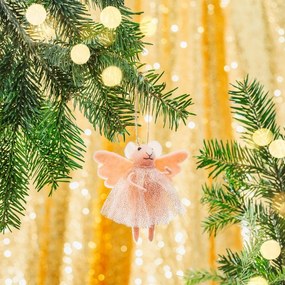 Tekstylna ozdoba świąteczna wykonana ręcznie 13 cm Pink Princess Fairy Mouse – Sass &amp; Belle