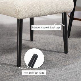 HOMCOM Pufa z miękką poduszką siedziska stalowe nóżki podnóżek z tkaniny Chenille, 45 x 41 x 38 cm, kremowobiały