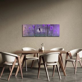 Obraz - Motyl w lawendach (z zegarem) (90x30 cm)