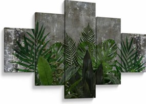 Obraz - Betonowa ściana z roślinami (125x70 cm)