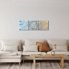 Obraz - Niebieski marmur (z zegarem) (90x30 cm)