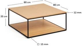 Stolik z blatem w dekorze dębu 80x80 cm Yona − Kave Home