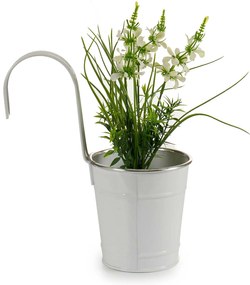 Doniczka wisząca wiaderko, cynowa, biała, Ø 13 cm