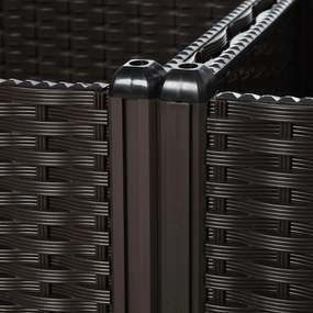 Outsunny podwyższona grządka 4-częściowa skrzynia na rośliny z otworami odpływowymi, skrzynki na kwiaty o wyglądzie rattanu, PP, brązowy