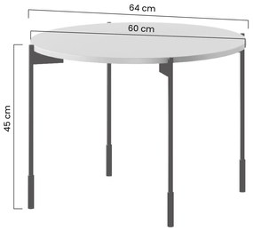 Stolik kawowy Sonatia 60 cm okrągły na metalowych nogach - kaszmir