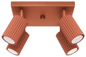 Plafon czteropunktowy KARBON 4 ochra czerwona kwadratowy SOLLUX  LIGHTING